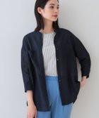 【インディヴィ/INDIVI】の【洗える/エアリー素材】バンドカラーシャツ ネイビー|ID: prp329100004568600 ipo3291000000032610005