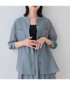 【インディヴィ/INDIVI】の【洗える/エアリー素材】バンドカラーシャツ ブルーグリーン|ID: prp329100004568600 ipo3291000000032610006