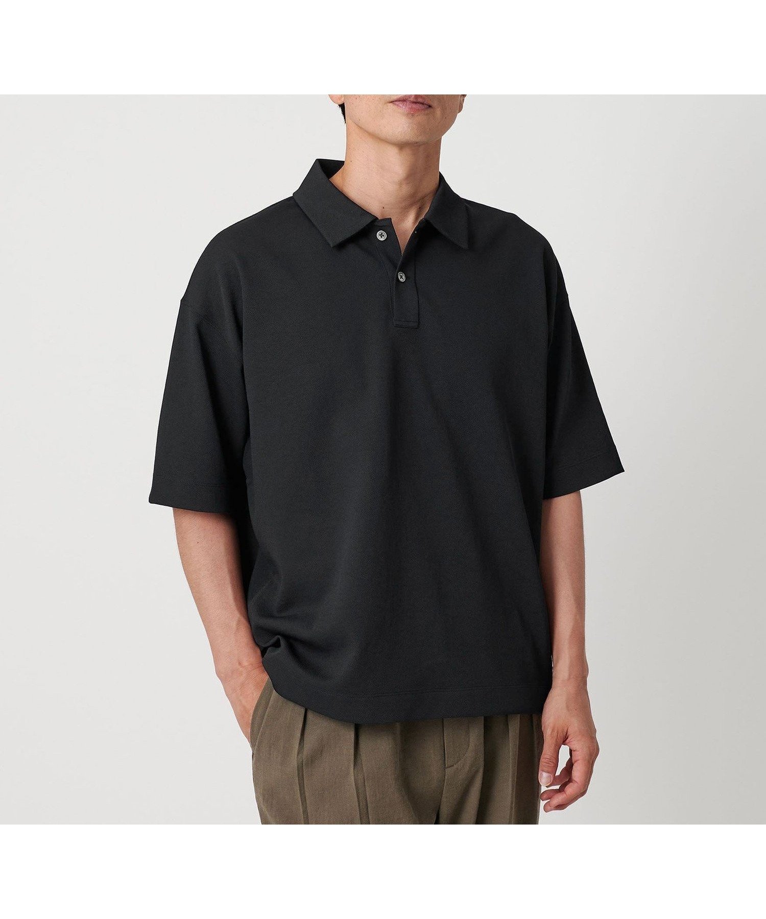 【ビューティ&ユース ユナイテッドアローズ/BEAUTY&YOUTH / UNITED ARROWS / MEN】のAir Dobby ワイドテーパード ポロシャツ -ヨコストレッチ 吸水速乾性- インテリア・キッズ・メンズ・レディースファッション・服の通販 founy(ファニー) 　ファッション　Fashion　メンズファッション　Fashion for Men　吸水　Absorbent, Quick-Dry　ショルダー　Shoulder, Shoulder Strap　ショート　Short, Short Length　シンプル　Simple, Minimal　ストレッチ　Stretch, Stretchy Fabric　スニーカー　Sneakers, Trainers　スラックス　Slacks, Dress Pants　デニム　Denim, Jeans Material　ドレープ　Drape, Draping Fabric　ドロップ　Drop Shoulder, Dropped Style　フラット　Flat, Flat Shoes　ポロシャツ　Polo Shirt, Collared Tee　半袖　Short Sleeve, Half Sleeve　リラックス　Relax, Relaxed Fit　おすすめ　Recommended / Our Picks　夏　Summer　ビジネス 仕事 通勤　Business / Work / Commuting　BLACK|ID: prp329100004568621 ipo3291000000032742945