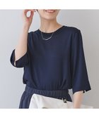 【インディヴィ/INDIVI】の【洗える/5分袖】シルク風素材オフィスブラウス ネイビー|ID: prp329100004568645 ipo3291000000032586590