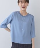 【インディヴィ/INDIVI】の【洗える/5分袖】シルク風素材オフィスブラウス ブルー|ID: prp329100004568645 ipo3291000000032586592