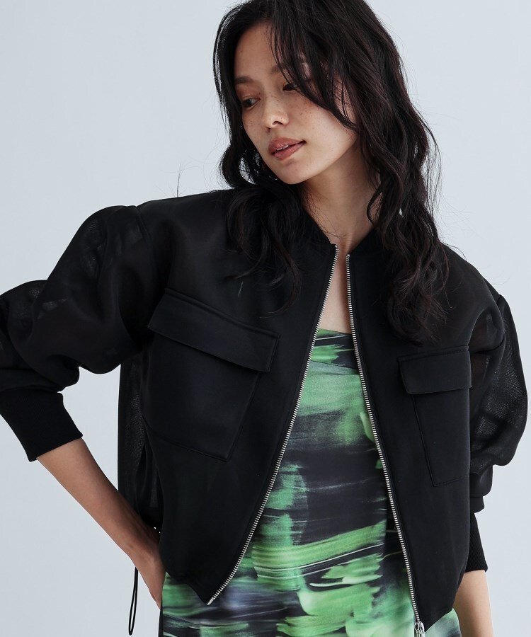 【インディヴィ/INDIVI】のシアーダンボールブルゾン インテリア・キッズ・メンズ・レディースファッション・服の通販 founy(ファニー) 　ファッション　Fashion　レディースファッション　Ladies' Fashion Online　アウター　Coat Outerwear　ブルゾン　Blouson/Jackets　カーディガン　Cardigan　スタイリッシュ　Stylish　スピンドル　Spindle　スリーブ　Sleeve　フィット　Fit　フォルム　Form　フロント　Front　ブルゾン　Blouson　ポケット　Pocket　リラックス　Relax　ルーズ　Loose　夏　Summer　春　Spring　ブラック|ID: prp329100004568648 ipo3291000000032683254