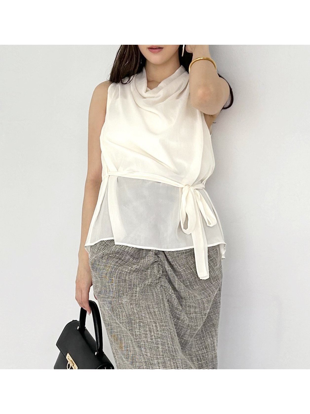 【スナイデル/SNIDEL】のアメスリチュニックブラウス インテリア・キッズ・メンズ・レディースファッション・服の通販 founy(ファニー) 　ファッション　Fashion　レディースファッション　Fashion for Women　トップス・カットソー　Cut & Sew Tops　シャツ・ブラウス・オフィスカジュアル　Elegant Blouses & Button-Ups　インナー　Innerwear　ウェーブ　Wavy Pattern　今季　This Season, Current Season　シアー　Sheer, See-Through　チュニック　Tunic, Long Top　トレンド　Trend, Trending Now　リボン　Ribbon, Bow　おすすめ　Recommended / Our Picks　エレガント 上品　Elegant　IVR[003]|ID: prp329100004568651 ipo3291000000032969579