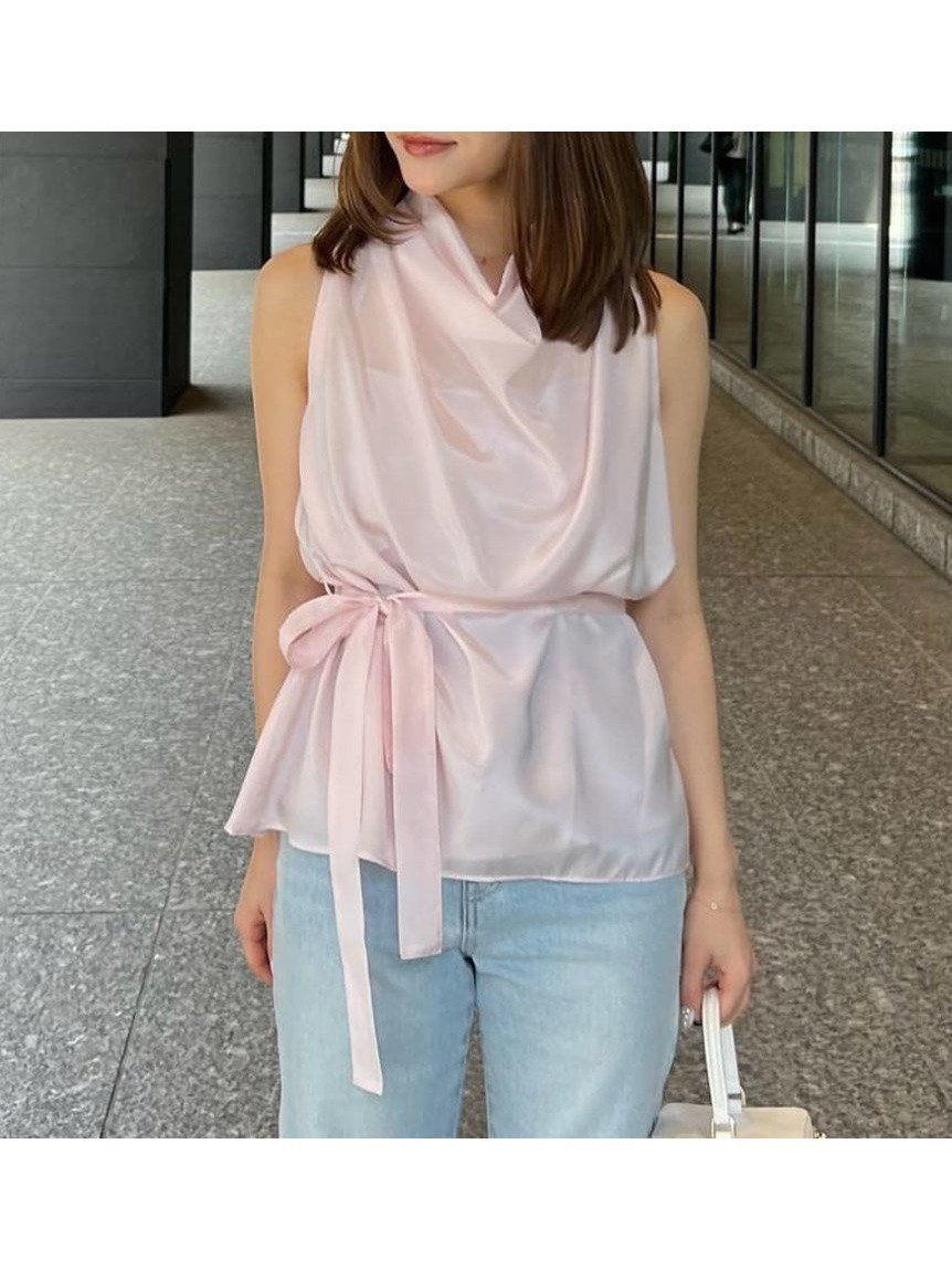 【スナイデル/SNIDEL】のアメスリチュニックブラウス インテリア・キッズ・メンズ・レディースファッション・服の通販 founy(ファニー) 　ファッション　Fashion　レディースファッション　Fashion for Women　トップス・カットソー　Cut & Sew Tops　シャツ・ブラウス・オフィスカジュアル　Elegant Blouses & Button-Ups　インナー　Innerwear　ウェーブ　Wavy Pattern　今季　This Season, Current Season　シアー　Sheer, See-Through　チュニック　Tunic, Long Top　トレンド　Trend, Trending Now　リボン　Ribbon, Bow　おすすめ　Recommended / Our Picks　エレガント 上品　Elegant　PNK[066]|ID: prp329100004568651 ipo3291000000032969580