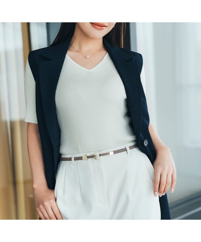 【ナチュラル ビューティー ベーシック/NATURAL BEAUTY BASIC】のベルテッドジレ インテリア・キッズ・メンズ・レディースファッション・服の通販 founy(ファニー) https://founy.com/ ファッション Fashion レディースファッション Ladies' Fashion Online アウター Coat Outerwear トップス・カットソー Tops/Tshirt ベスト/ジレ Gilets/Vests おすすめ Recommend インナー Inner キャミソール Camisole タンク Tank バランス Balance メランジ Melange 夏 Summer 秋 Autumn/Fall 長袖 Long Sleeve |ID: prp329100004568657 ipo3291000000032628718