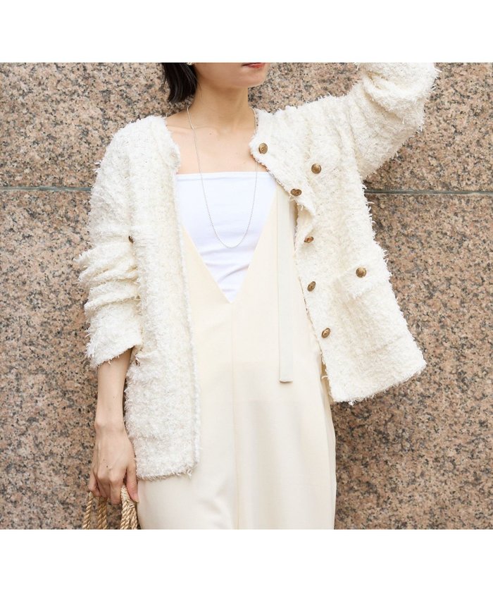 【バビロン/BABYLONE / KIDS】のツイードニットジャケット インテリア・キッズ・メンズ・レディースファッション・服の通販 founy(ファニー) https://founy.com/ ファッション Fashion キッズファッション Fashion for Kids アウター Coat Outerwear /Kids おすすめ Recommended / Our Picks ジャケット Jacket, Outerwear ストレッチ Stretch, Stretchy Fabric ツイード Twill, Twill Weave バランス Balance, Style Balance フリンジ Fringe, Tassel フロント Front, Front Design ポケット Pocket, Pocket Detail |ID: prp329100004568927 ipo3291000000033496775