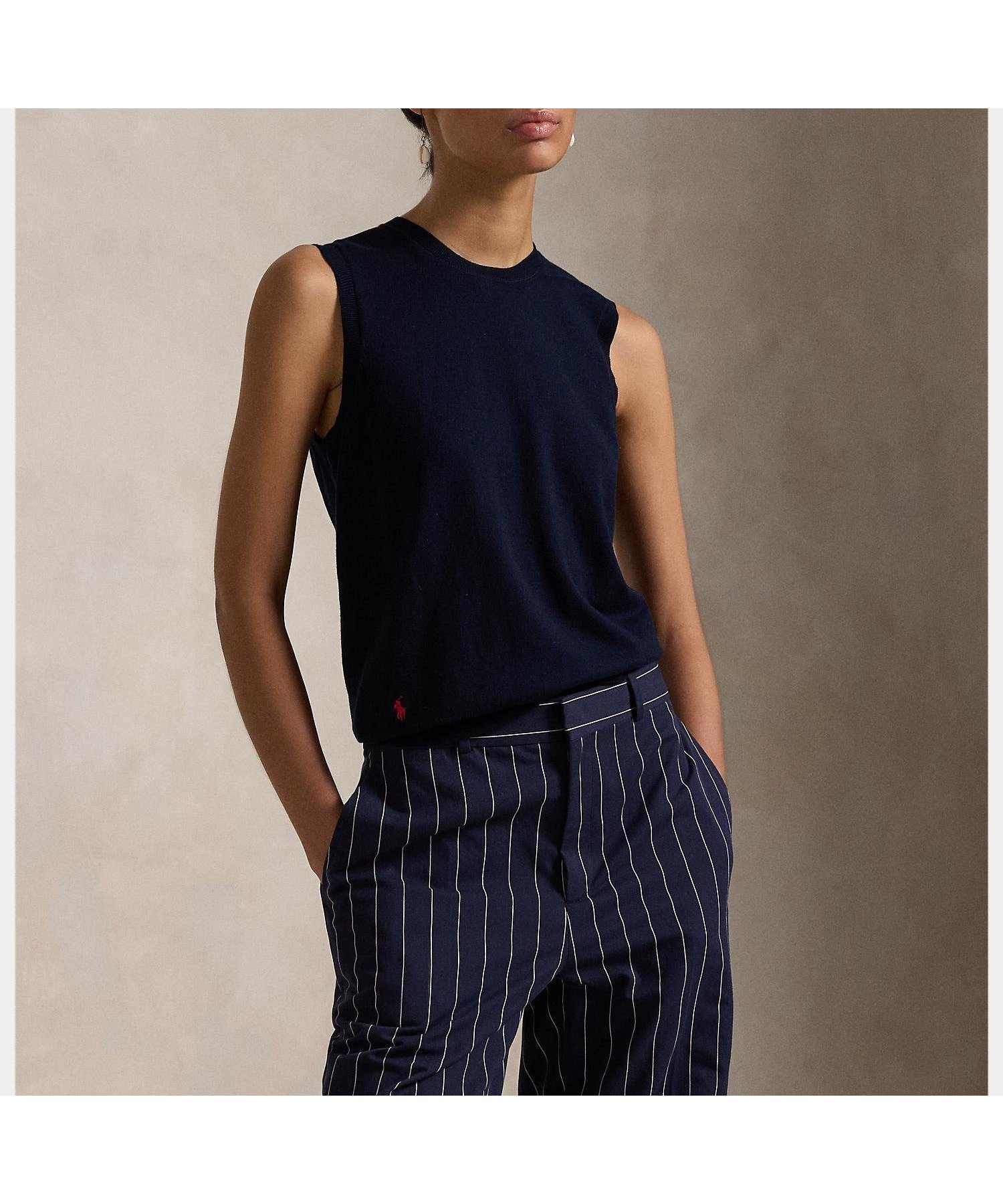 【ラルフローレン/RALPH LAUREN】のスリーブレス クルーネック セーター インテリア・キッズ・メンズ・レディースファッション・服の通販 founy(ファニー) 　ファッション　Fashion　レディースファッション　Ladies' Fashion Online　スリーブ　Sleeve　セーター　Sweater　ノースリーブ　No Sleeve　フィット　Fit　リブニット　Rib Knit　400ブルー|ID: prp329100004568951 ipo3291000000032658687