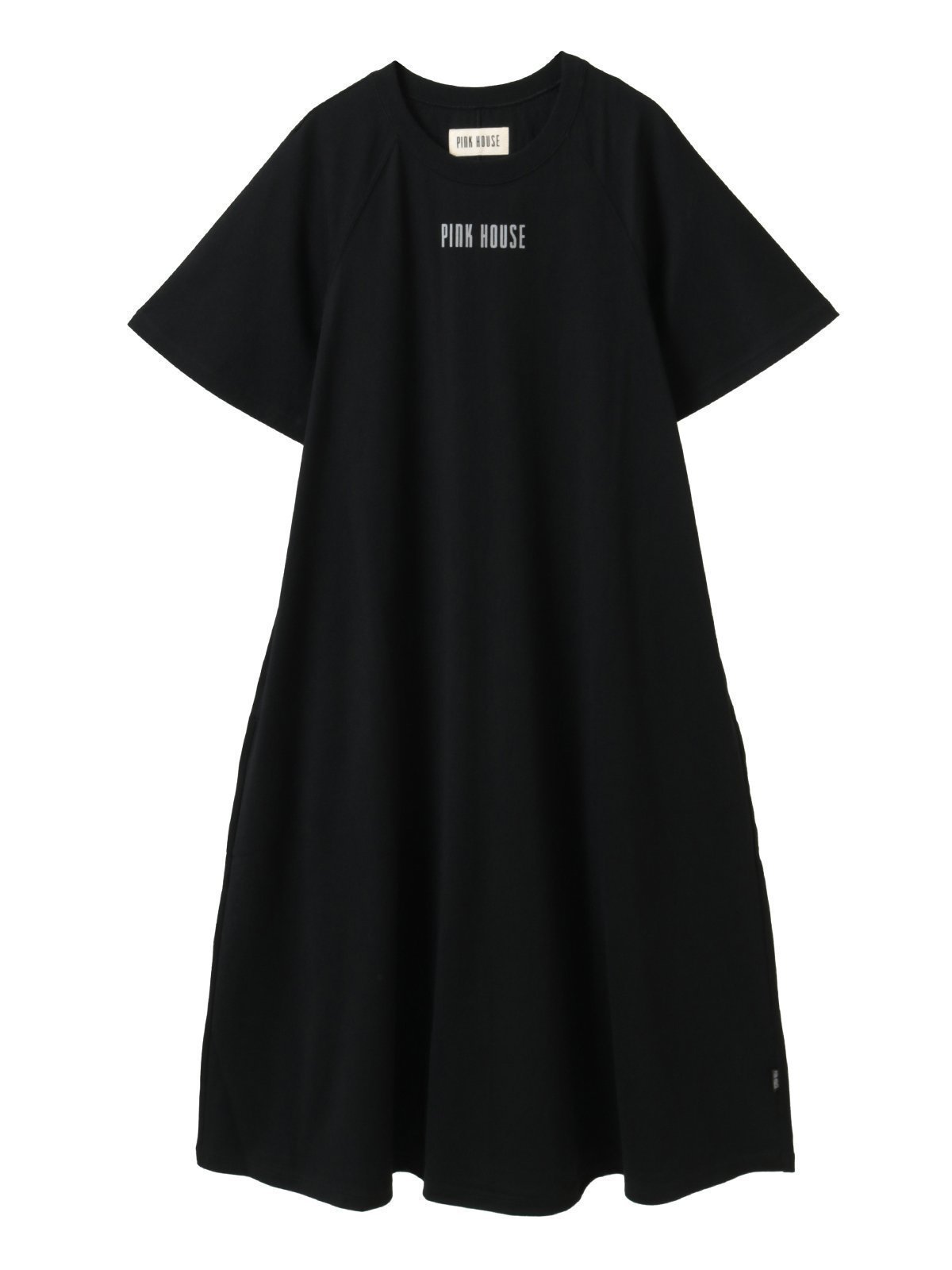 【ピンクハウス/PINK HOUSE】のロゴプリントワンピース インテリア・キッズ・メンズ・レディースファッション・服の通販 founy(ファニー) 　ファッション　Fashion　レディースファッション　WOMEN　ワンピース　Dress　おすすめ　Recommend　スリーブ　Sleeve　デニム　Denim　フロント　Front　プリント　Print　レギンス　Leggings　ワンポイント　One Point　クロ|ID: prp329100004568992 ipo3291000000032324619