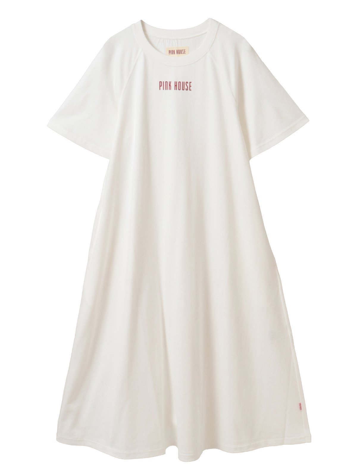 【ピンクハウス/PINK HOUSE】のロゴプリントワンピース インテリア・キッズ・メンズ・レディースファッション・服の通販 founy(ファニー) 　ファッション　Fashion　レディースファッション　WOMEN　ワンピース　Dress　おすすめ　Recommend　スリーブ　Sleeve　デニム　Denim　フロント　Front　プリント　Print　レギンス　Leggings　ワンポイント　One Point　オフシロ|ID: prp329100004568992 ipo3291000000032324621