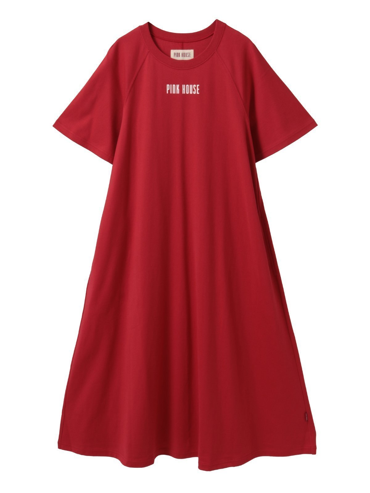 【ピンクハウス/PINK HOUSE】のロゴプリントワンピース インテリア・キッズ・メンズ・レディースファッション・服の通販 founy(ファニー) 　ファッション　Fashion　レディースファッション　WOMEN　ワンピース　Dress　おすすめ　Recommend　スリーブ　Sleeve　デニム　Denim　フロント　Front　プリント　Print　レギンス　Leggings　ワンポイント　One Point　アカ|ID: prp329100004568992 ipo3291000000032324624
