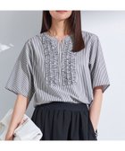 【インディヴィ/INDIVI】の【洗える】胸元タックフリルブラウス グレー|ID: prp329100004569037 ipo3291000000032520585