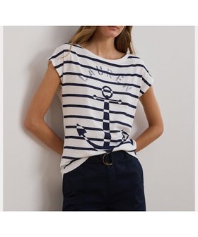 【ラルフローレン/RALPH LAUREN】 ストライプド アンカーグラフィック ジャージー Tシャツ人気、トレンドファッション・服の通販 founy(ファニー) ファッション Fashion レディースファッション WOMEN トップス・カットソー Tops/Tshirt シャツ/ブラウス Shirts/Blouses ロング / Tシャツ T-Shirts グラフィック Graphic ジャージー Jersey ストライプ Stripe フィット Fit フロント Front プリント Print リラックス Relax 半袖 Short Sleeve |ID:prp329100004569051