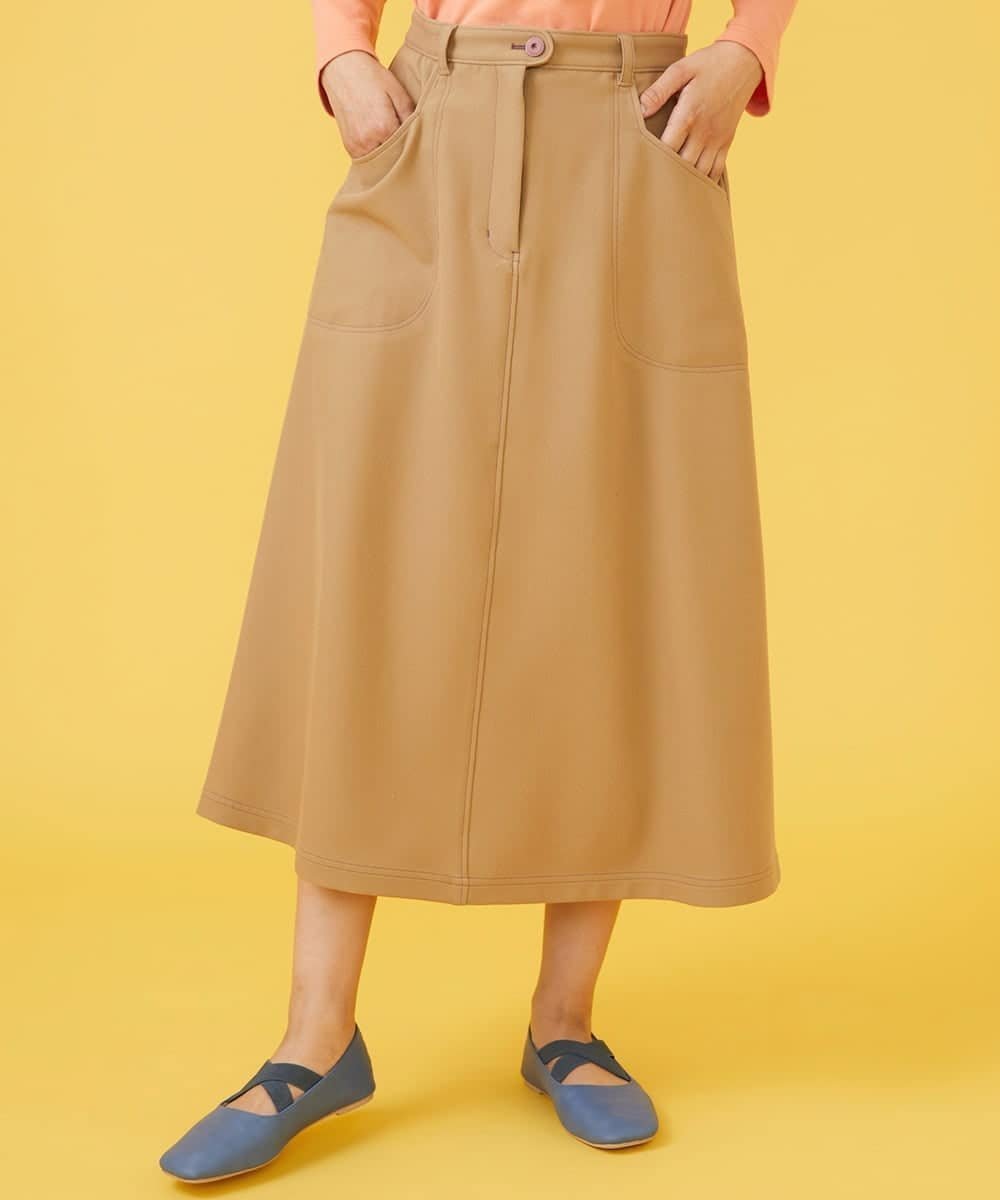 【ホコモモラ/Jocomomola】のTRツイル 刺繍スカート インテリア・キッズ・メンズ・レディースファッション・服の通販 founy(ファニー) 　ファッション　Fashion　レディースファッション　WOMEN　スカート　Skirt　ストレッチ　Stretch　ダウン　Down　ツイル　Twill　ベーシック　Basic　ポケット　Pocket　ミックス　Mix　無地　Plain Color　ロング　Long　ベージュ|ID: prp329100004569091 ipo3291000000032365914