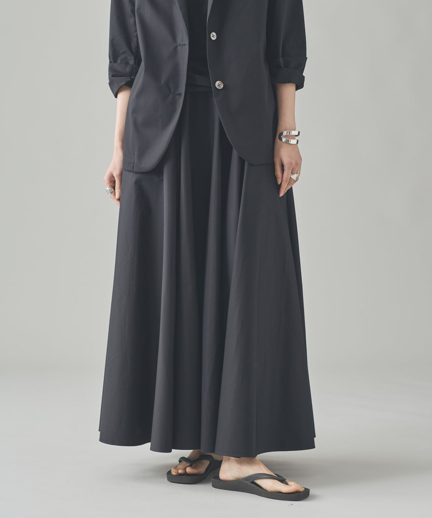 【カレンソロジー/Curensology】のコットンフレアスカート インテリア・キッズ・メンズ・レディースファッション・服の通販 founy(ファニー) 　ファッション　Fashion　レディースファッション　WOMEN　スカート　Skirt　Aライン/フレアスカート　Flared A-Line Skirts　エレガント 上品　Elegant　ギャザー　Gather　セットアップ　Set Up　ビッグ　Big　ロング　Long　日本製　Made In Japan　ブラック09|ID: prp329100004569139 ipo3291000000032326337