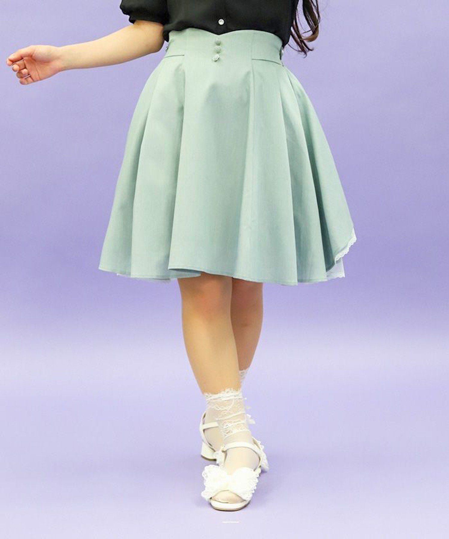 【アクシーズファム/axes femme】のバックフリルミドルスカート インテリア・キッズ・メンズ・レディースファッション・服の通販 founy(ファニー) 　ファッション　Fashion　レディースファッション　WOMEN　スカート　Skirt　バッグ　Bag　おすすめ　Recommend　ブロッキング　Blocking　リボン　Ribbon　レース　Race　ミント|ID: prp329100004569151 ipo3291000000032326414