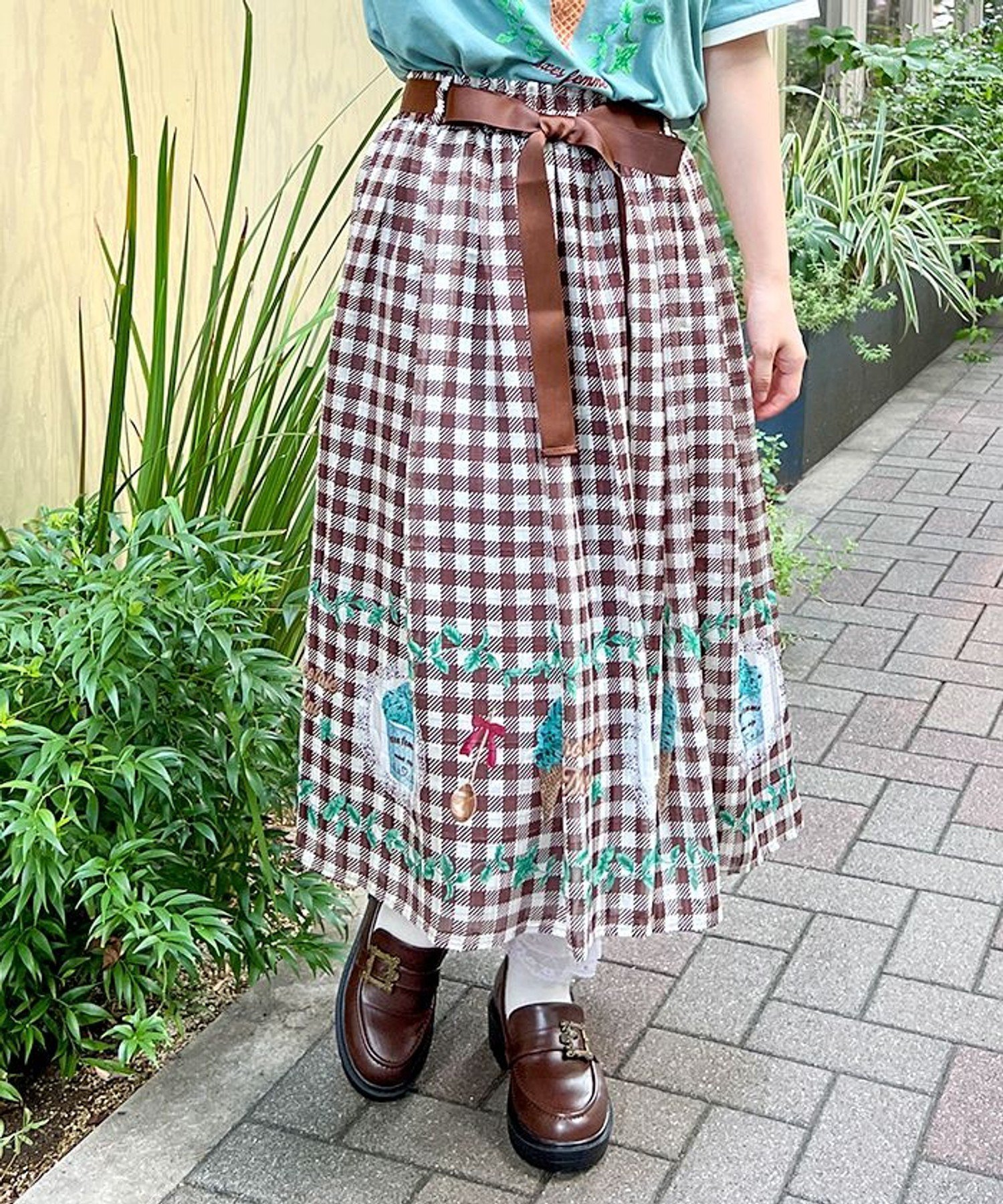 【アクシーズファム/axes femme】のチョコミントプリントスカート インテリア・キッズ・メンズ・レディースファッション・服の通販 founy(ファニー) 　ファッション　Fashion　レディースファッション　WOMEN　スカート　Skirt　おすすめ　Recommend　プリント　Print　エレガント 上品　Elegant　茶|ID: prp329100004569166 ipo3291000000032326539