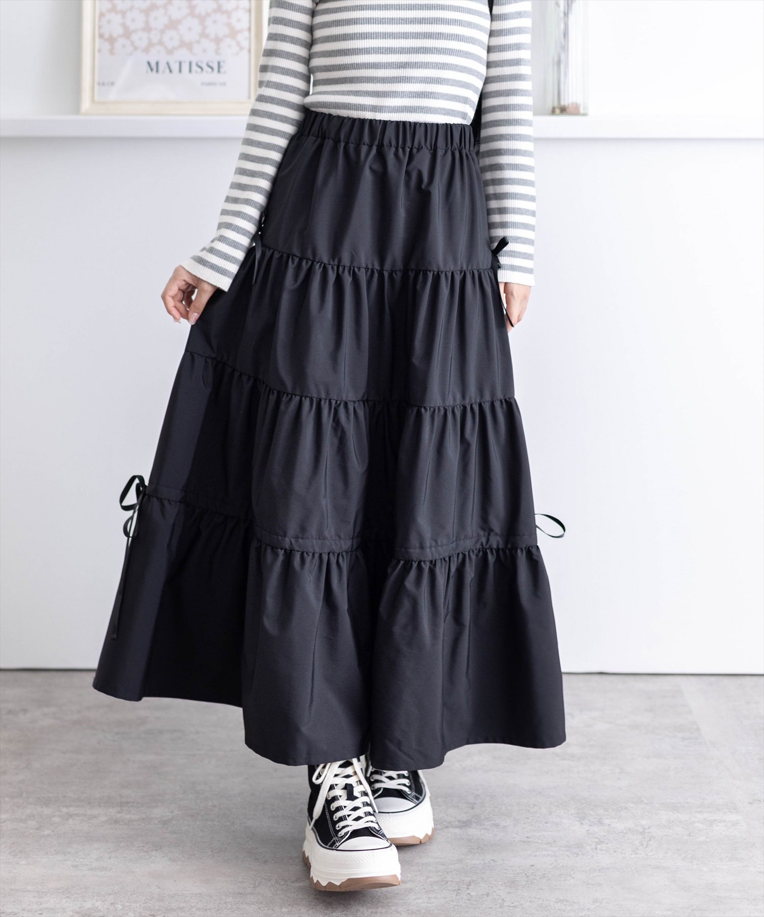 【クリア/clear】のリボン付きドロストスカート インテリア・キッズ・メンズ・レディースファッション・服の通販 founy(ファニー) 　ファッション　Fashion　レディースファッション　WOMEN　スカート　Skirt　おすすめ　Recommend　スウェット　Sweat　リボン　Ribbon　BK|ID: prp329100004569172 ipo3291000000032326576