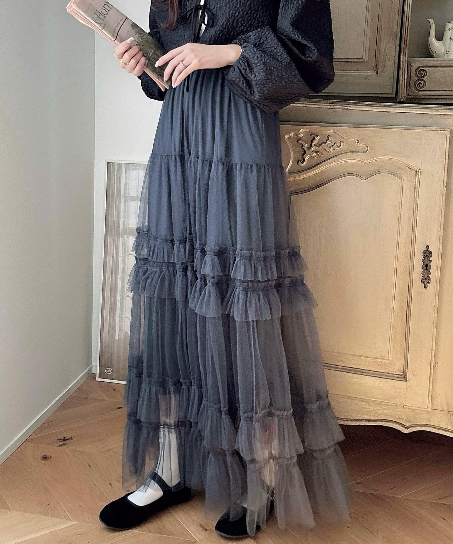 【ジュノア/JUNOAH】のMeiru ペチコートセットスカート インテリア・キッズ・メンズ・レディースファッション・服の通販 founy(ファニー) 　ファッション　Fashion　レディースファッション　WOMEN　アウター　Coat Outerwear　コート　Coats　ペチコート　Petticoat　ダークグレー|ID: prp329100004569208 ipo3291000000032326831
