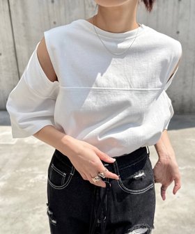 【アンドミー/andme】の汗染み防止 カットアウト デザイン Tシャツ 人気、トレンドファッション・服の通販 founy(ファニー) ファッション Fashion レディースファッション Fashion for Women トップス・カットソー Cut & Sew Tops シャツ・ブラウス・オフィスカジュアル Elegant Blouses & Button-Ups ロングTシャツ・Tシャツ Longline T-Shirts & Tees おすすめ Recommended / Our Picks ショルダー Shoulder, Shoulder Strap ショート Short, Short Length スリット Slit, Slit Detail トレンド Trend, Trending Now ドロップ Drop Shoulder, Dropped Style バランス Balance, Style Balance 楽ちん Easy Fit, Comfortable |ID:prp329100004569214