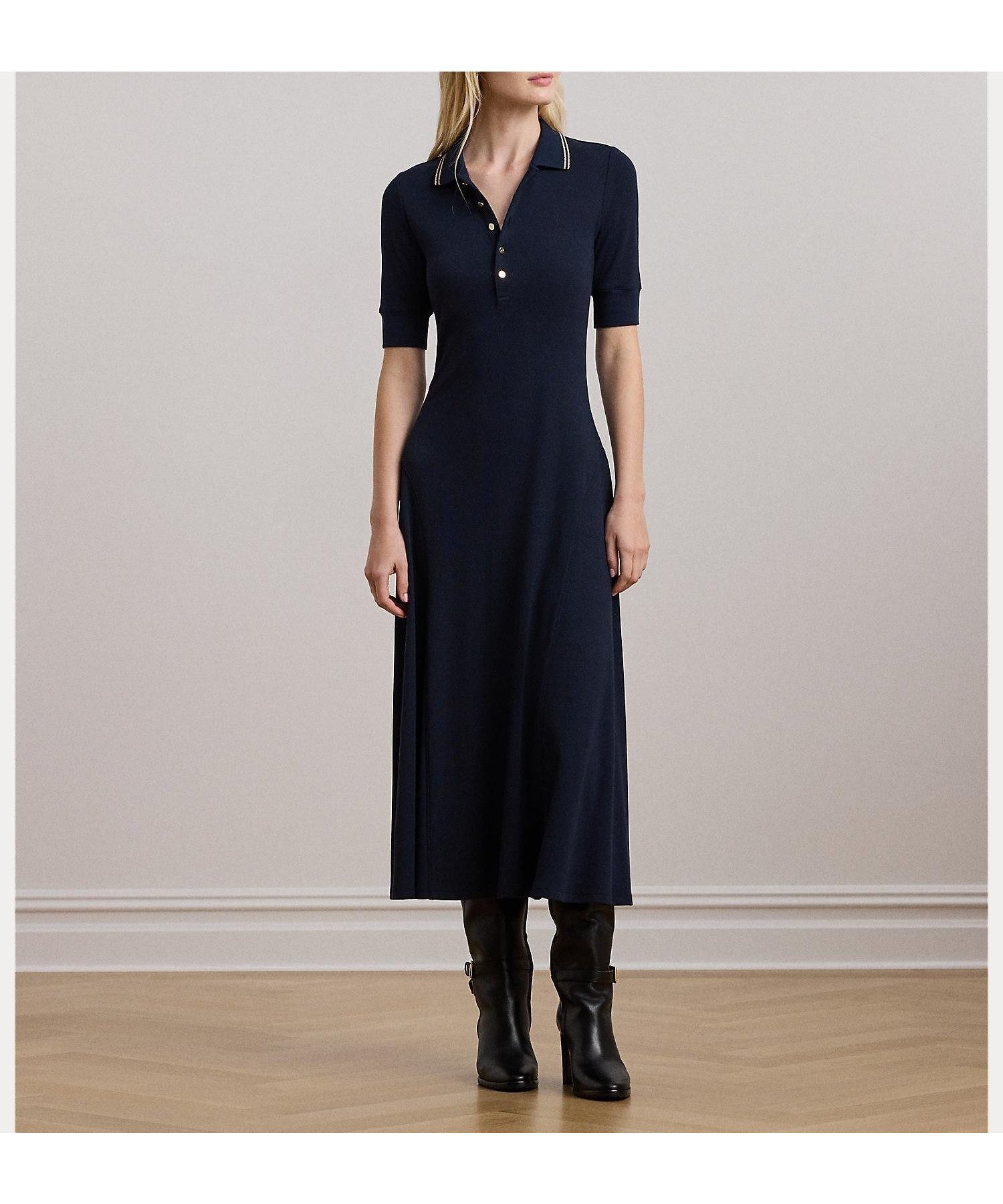 【ラルフローレン/RALPH LAUREN】のコットンブレンド ポロ ドレス インテリア・キッズ・メンズ・レディースファッション・服の通販 founy(ファニー) 　ファッション　Fashion　レディースファッション　WOMEN　ワンピース　Dress　ドレス　Party Dresses　ストライプ　Stripe　ストレッチ　Stretch　ドレス　Dress　ポロシャツ　Polo Shirt　メタリック　Metallic　メタル　Metal　410ネイビー|ID: prp329100004569284 ipo3291000000032327384