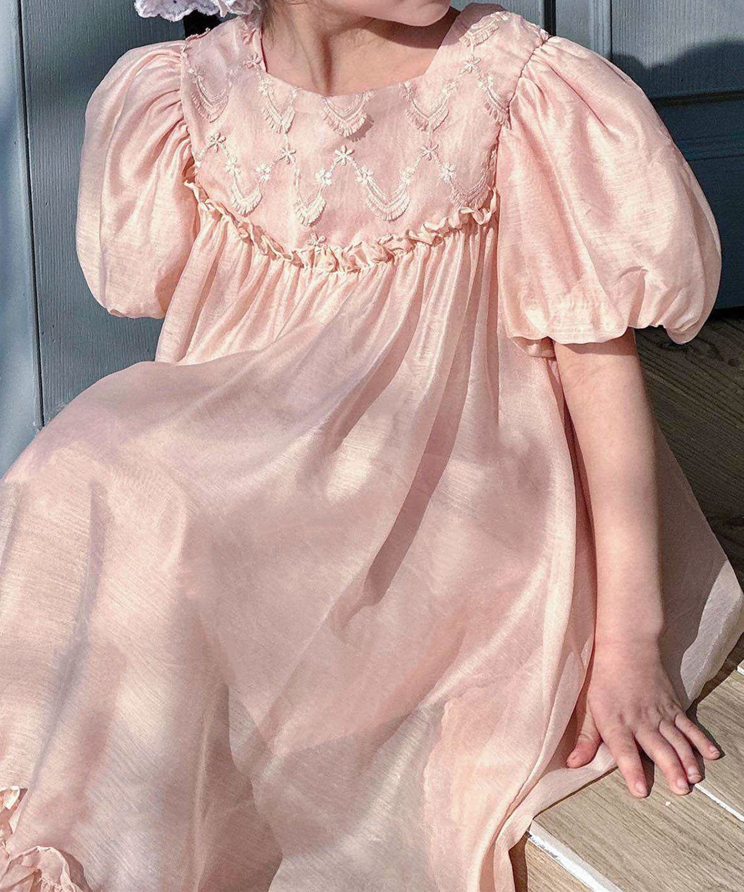 【アイモハ/aimoha / KIDS】の【aimoha-KIDS-】シフォンワンピース インテリア・キッズ・メンズ・レディースファッション・服の通販 founy(ファニー) 　ファッション　Fashion　キッズファッション　Fashion for Kids　ワンピース　Dresses　サンダル　Sandals, Summer Shoes　シフォン　Chiffon, Lightweight Fabric　スリーブ　Sleeve, Long Sleeve / Short Sleeve　トレンド　Trend, Trending Now　フリル　Frill, Ruffle　夏　Summer　春　Spring　S/S・春夏　SS, Spring/Summer, Warm Season　ピンク|ID: prp329100004569332 ipo3291000000033494203