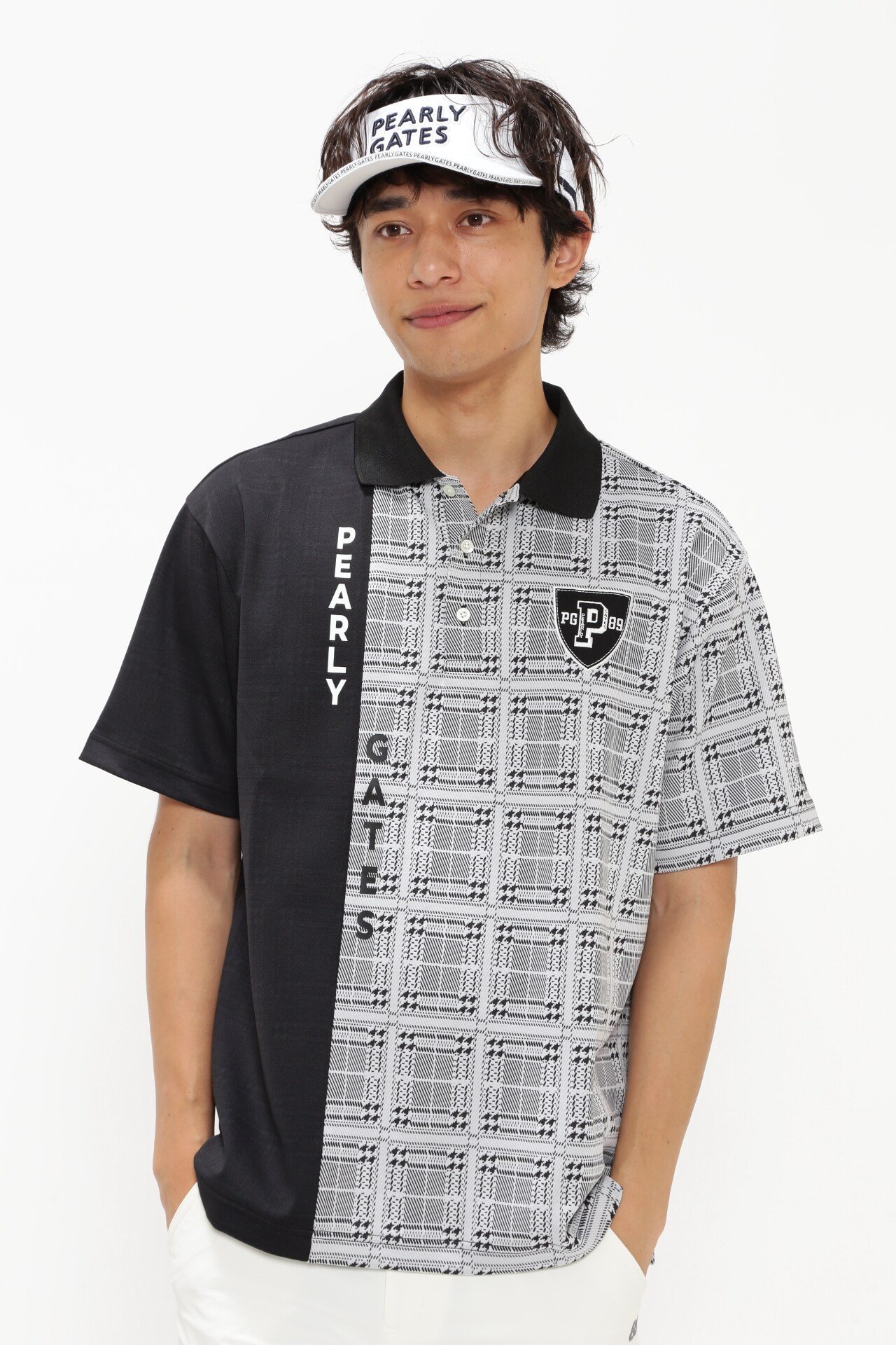 【パーリーゲイツ/PEARLY GATES / MEN】の千鳥チェックWジャガード半袖ポロシャツ Relaxシリーズ インテリア・キッズ・メンズ・レディースファッション・服の通販 founy(ファニー) 　ファッション　Fashion　メンズファッション　MEN　スタイリッシュ　Stylish　ストレッチ　Stretch　チェック　Check　パターン　Pattern　ポロシャツ　Polo Shirt　リラックス　Relax　半袖　Short Sleeve　吸水　Water Absorption　ホワイトベース1|ID: prp329100004569482 ipo3291000000032328905