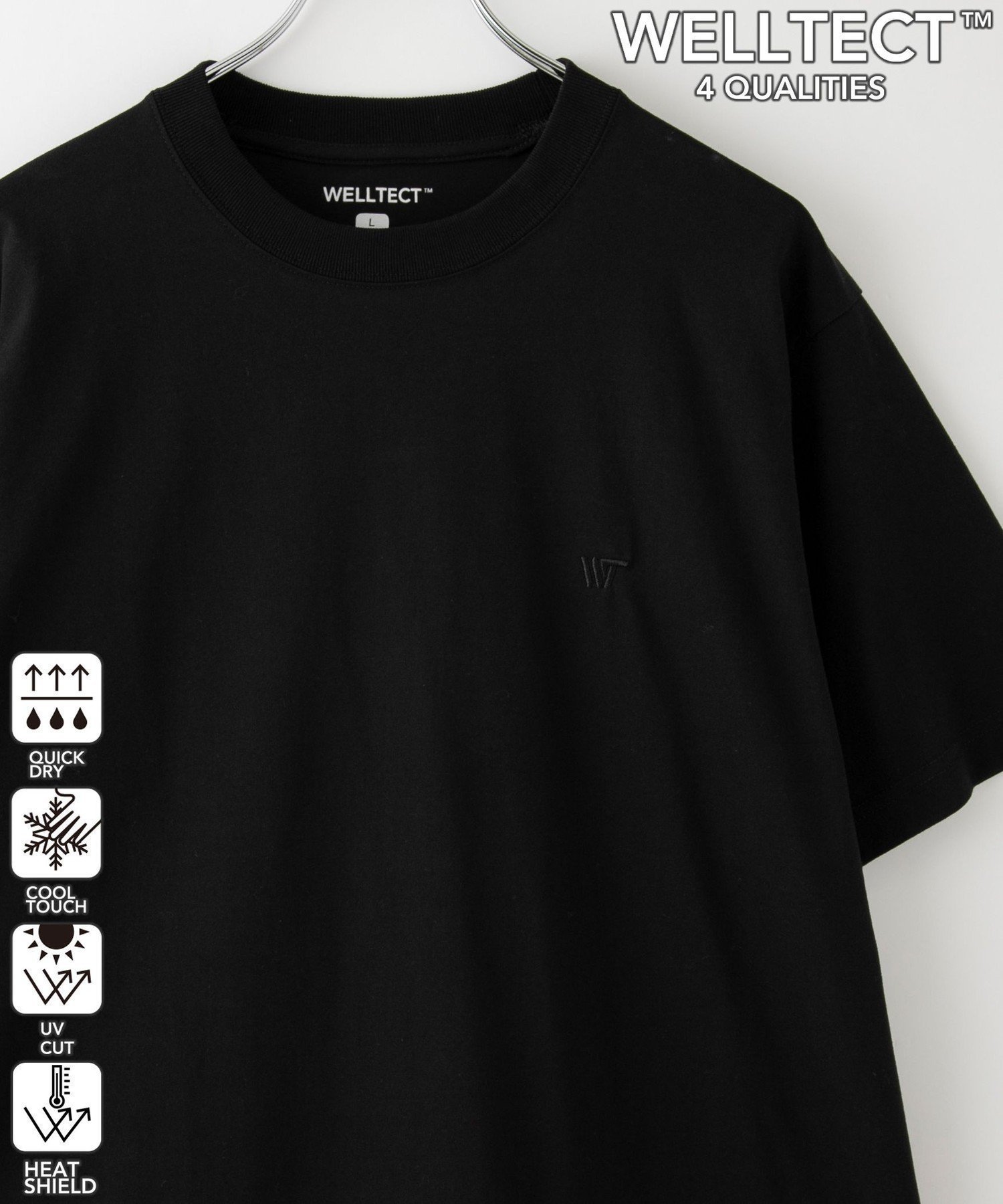 【コーエン メン/COEN / MEN】の【WELLTECT】ロゴ刺繍Tシャツ ー吸水速乾,接触冷感,UVカット,遮熱ー インテリア・キッズ・メンズ・レディースファッション・服の通販 founy(ファニー) 　ファッション　Fashion　メンズファッション　Fashion for Men　シンプル　Simple, Minimal　吸水　Absorbent, Quick-Dry　夏　Summer　BLACK|ID: prp329100004569499 ipo3291000000032739185