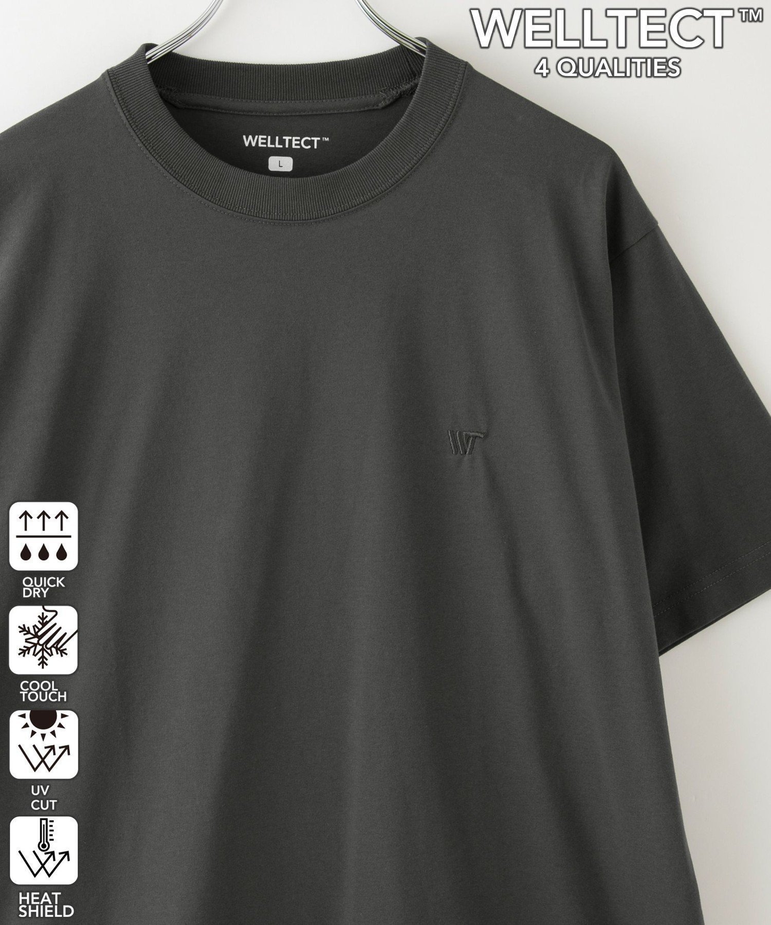 【コーエン メン/COEN / MEN】の【WELLTECT】ロゴ刺繍Tシャツ ー吸水速乾,接触冷感,UVカット,遮熱ー インテリア・キッズ・メンズ・レディースファッション・服の通販 founy(ファニー) 　ファッション　Fashion　メンズファッション　Fashion for Men　シンプル　Simple, Minimal　吸水　Absorbent, Quick-Dry　夏　Summer　DK.GRAY|ID: prp329100004569499 ipo3291000000032739187