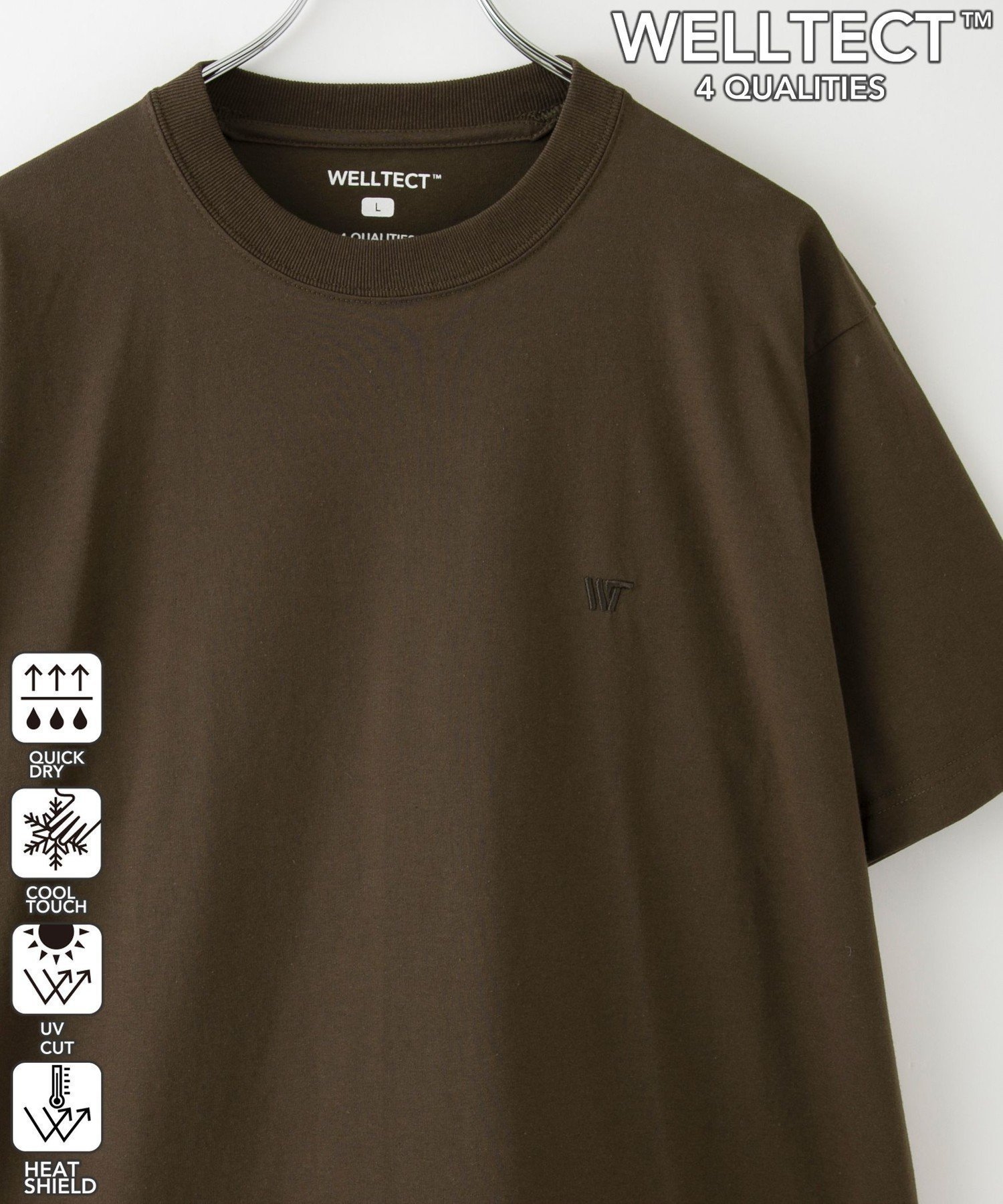 【コーエン メン/COEN / MEN】の【WELLTECT】ロゴ刺繍Tシャツ ー吸水速乾,接触冷感,UVカット,遮熱ー インテリア・キッズ・メンズ・レディースファッション・服の通販 founy(ファニー) 　ファッション　Fashion　メンズファッション　Fashion for Men　シンプル　Simple, Minimal　吸水　Absorbent, Quick-Dry　夏　Summer　DK.BROWN|ID: prp329100004569499 ipo3291000000032739188