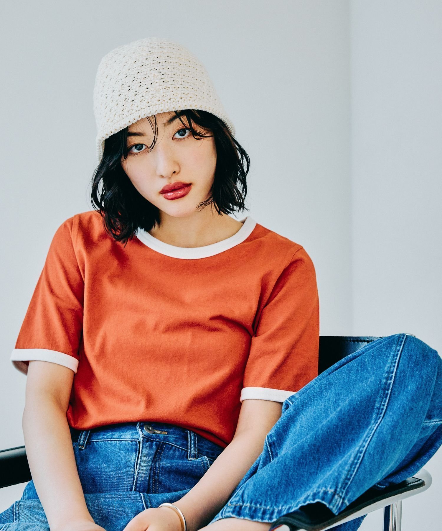【レプシィム ローリーズファーム/LEPSIM LOWRYS FARM】のリンガーT インテリア・キッズ・メンズ・レディースファッション・服の通販 founy(ファニー) 　ファッション　Fashion　レディースファッション　Fashion for Women　おすすめ　Recommended / Our Picks　シンプル　Simple, Minimal　デニム　Denim, Jeans Material　トレンド　Trend, Trending Now　フィット　Fit, Slim Fit　プレート　Plate, Dish　ワンポイント　One Point, Statement Accent　オレンジ×キナリ46|ID: prp329100004569520 ipo3291000000033386263