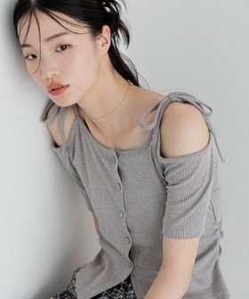 【ヘザー/Heather】のリボンオフショルカットTEE 人気、トレンドファッション・服の通販 founy(ファニー) ファッション Fashion レディースファッション WOMEN ギャザー Gather フロント Front リボン Ribbon |ID:prp329100004569578