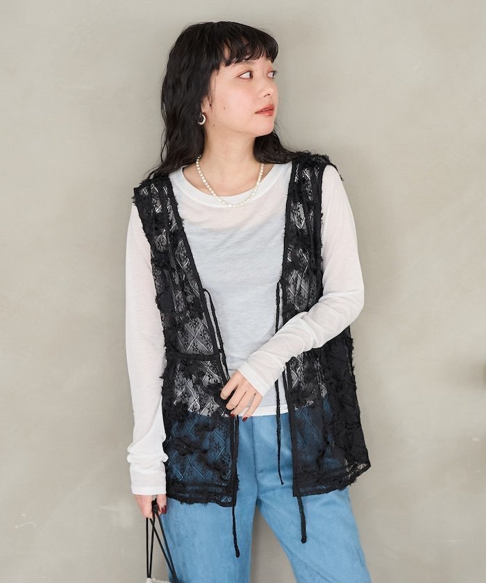 【フリークスストア/FREAK'S STORE】の2WAYレースベスト 25SS インテリア・キッズ・メンズ・レディースファッション・服の通販 founy(ファニー) 　ファッション　Fashion　レディースファッション　WOMEN　アウター　Coat Outerwear　トップス・カットソー　Tops/Tshirt　ベスト/ジレ　Gilets/Vests　2025年　2025　2025春夏・S/S　Ss,Spring/Summer,2025　バランス　Balance　フレア　Flare　ベスト　Vest　レース　Race　夏　Summer　S/S・春夏　Ss・Spring/Summer　ブラック|ID: prp329100004569636 ipo3291000000032330486