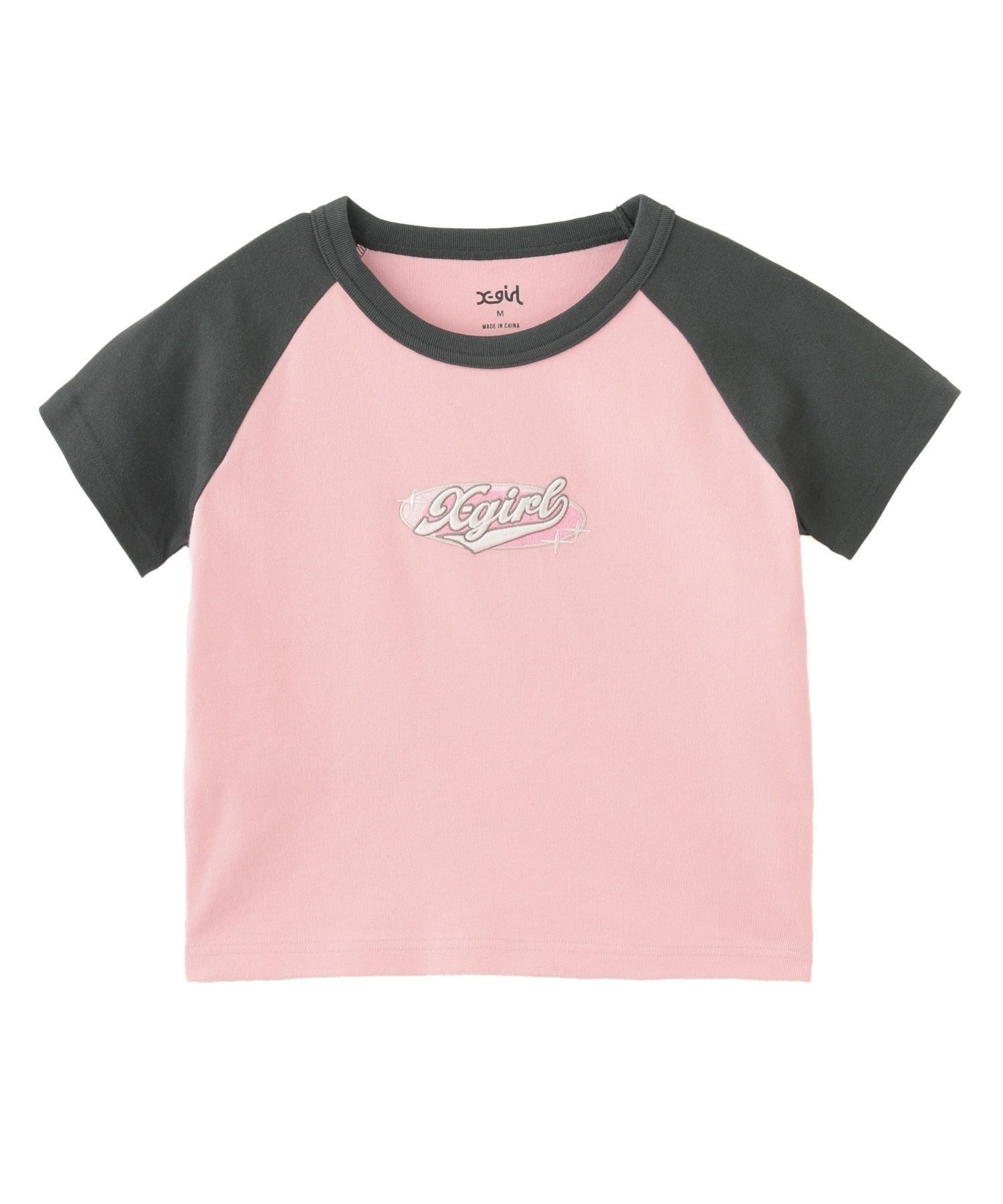 【エックスガール/X-girl】のOVAL LOGO EMBROIDERY RAGLAN S/S BABY TEE 【X-girl】 インテリア・キッズ・メンズ・レディースファッション・服の通販 founy(ファニー) 　ファッション　Fashion　レディースファッション　WOMEN　おすすめ　Recommend　オーバル　Oval　キャスケット　Newsboy　コンパクト　Compact　ストレッチ　Stretch　トレンド　Trend　ミニスカート　Mini Skirt　今季　This Season　半袖　Short Sleeve　夏　Summer　春　Spring　S/S・春夏　Ss・Spring/Summer　LtPINK|ID: prp329100004569717 ipo3291000000032331213