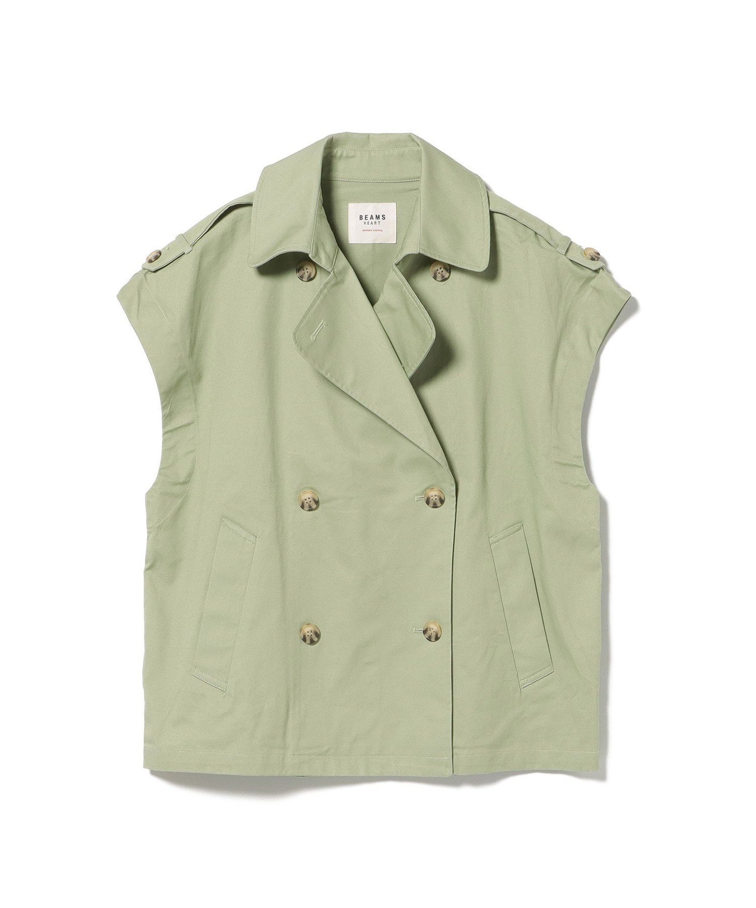 【ビームス ハート/BEAMS HEART】のトレンチ ベスト インテリア・キッズ・メンズ・レディースファッション・服の通販 founy(ファニー) 　ファッション　Fashion　レディースファッション　Fashion for Women　アウター　Coat / Outerwear Collection　トップス・カットソー　Cut & Sew Tops　ベスト&ジレ / 重ね着スタイル　Vests & Gilets　クラシカル　Classical, Vintage-Inspired　シンプル　Simple, Minimal　トレンチ　Trench, Trench Coat　バランス　Balance, Style Balance　ベスト　Vest, Waistcoat　ミドル　Middle Length, Mid Height　ロング　Long, Long-Length　LIGHT GREEN|ID: prp329100004569722 ipo3291000000033548351