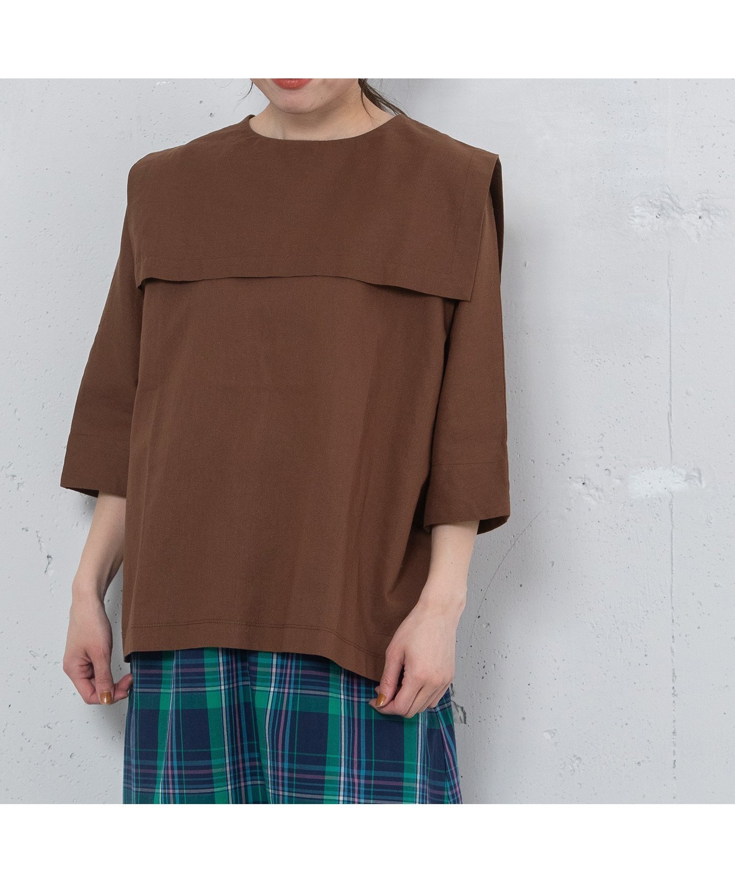 【プードゥドゥ/POU DOU DOU】のセーラーカラーブラウス インテリア・キッズ・メンズ・レディースファッション・服の通販 founy(ファニー) 　ファッション　Fashion　レディースファッション　Fashion for Women　トップス・カットソー　Cut & Sew Tops　シャツ・ブラウス・オフィスカジュアル　Elegant Blouses & Button-Ups　スマート　Smart, Elegant　ブラウン|ID: prp329100004569733 ipo3291000000033548277