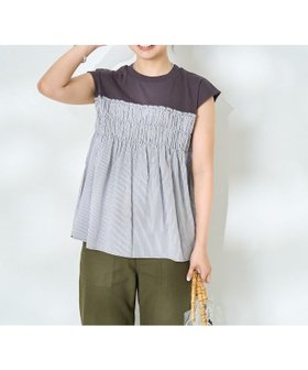 【フリークスストア/FREAK'S STORE】のストライプ切替 フレンチスリーブTシャツ 25SS 人気、トレンドファッション・服の通販 founy(ファニー) ファッション Fashion レディースファッション Fashion for Women トップス・カットソー Cut & Sew Tops シャツ・ブラウス・オフィスカジュアル Elegant Blouses & Button-Ups ロングTシャツ・Tシャツ Longline T-Shirts & Tees 2025年 2025 2025春夏・S/S Spring/Summer 2025 SS25 シャーリング Shirring, Ruched ストライプ Stripe, Striped Pattern スリーブ Sleeve, Long Sleeve / Short Sleeve フレンチ French, French Style 切替 Switching, Contrast Panel 夏 Summer S/S・春夏 SS, Spring/Summer, Warm Season |ID:prp329100004569810