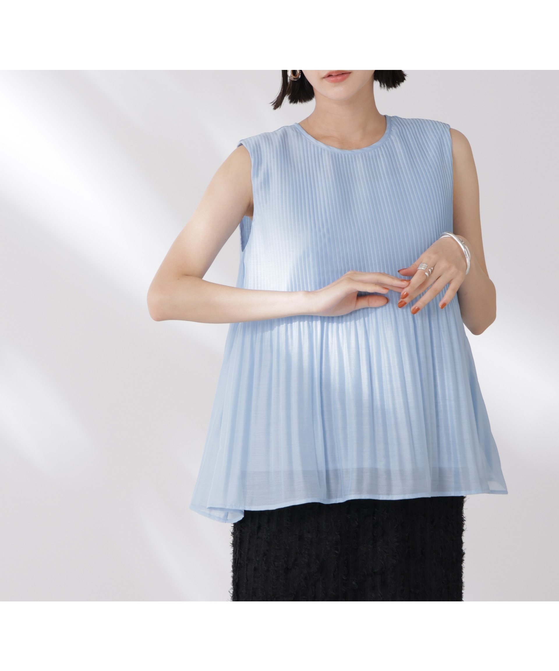 【ナノ ユニバース/nano universe】のノースリーブプリーツブラウス 人気、トレンドファッション・服の通販 founy(ファニー) 　ファッション　Fashion　レディースファッション　Ladies' Fashion Online　トップス・カットソー　Tops/Tshirt　キャミソール / ノースリーブ　No Sleeves　シャツ/ブラウス　Shirts/Blouses　ウォッシャブル　Washable　デニム　Denim　フェミニン　Feminine　プリーツ　Pleats　ベーシック　Basic　ボトム　Bottom　リラックス　Relax　エレガント 上品　Elegant　ビジネス 仕事 通勤　Business　2025年　2025　2025春夏・S/S　Ss,Spring/Summer,2025　 other-1|ID: prp329100004569823 ipo3291000000032611499