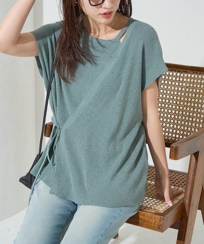 【フリークスストア/FREAK'S STORE】のカシュクール マルチウェイ サマーニット プルオーバー【限定展開】 25SS インテリア・キッズ・メンズ・レディースファッション・服の通販 founy(ファニー) 　ファッション　Fashion　レディースファッション　WOMEN　トップス・カットソー　Tops/Tshirt　ニット　Knit Tops　プルオーバー　Pullover　2025年　2025　2025春夏・S/S　Ss,Spring/Summer,2025　カシュクール　Cachecoeur　サマー　Summer　ノースリーブ　No Sleeve　リブニット　Rib Knit　夏　Summer　春　Spring　S/S・春夏　Ss・Spring/Summer　ブルーグリーン|ID: prp329100004569827 ipo3291000000032332331
