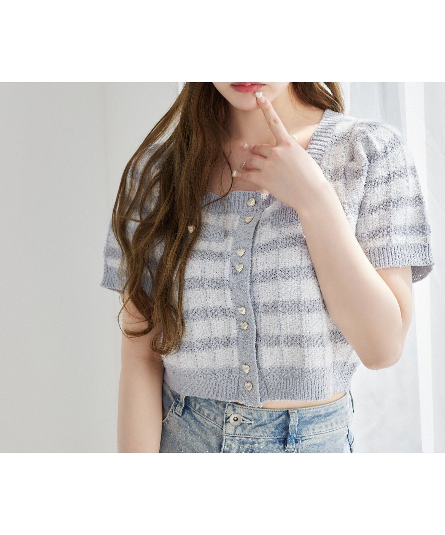【ナイスクラップ/NICE CLAUP】のハート釦半袖ツイードカーデ 人気、トレンドファッション・服の通販 founy(ファニー) 　ファッション　Fashion　レディースファッション　WOMEN　トップス・カットソー　Tops/Tshirt　2025年　2025　2025春夏・S/S　Ss,Spring/Summer,2025　おすすめ　Recommend　カーディガン　Cardigan　ガーリー　Girly　キャミワンピース　Cami Dress　コンパクト　Compact　サマー　Summer　ショート　Short　チェック　Check　デニム　Denim　フェミニン　Feminine　ミニスカート　Mini Skirt　半袖　Short Sleeve　夏　Summer　 other-1|ID: prp329100004569831 ipo3291000000032332461