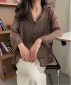 【アイモハ/aimoha】のJasmine Grandiflorum/シアー素材涼しげシースルー長袖シャツ 人気、トレンドファッション・服の通販 founy(ファニー) ファッション Fashion レディースファッション Fashion for Women トップス・カットソー Cut & Sew Tops シャツ・ブラウス・オフィスカジュアル Elegant Blouses & Button-Ups シアー Sheer, See-Through 今季 This Season, Current Season 長袖 Long Sleeve, Full Sleeve thumbnail チョコ|ID: prp329100004569841 ipo3291000000033278150