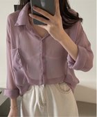 【アイモハ/aimoha】のJasmine Grandiflorum/シアー素材涼しげシースルー長袖シャツ 人気、トレンドファッション・服の通販 founy(ファニー) ファッション Fashion レディースファッション Fashion for Women トップス・カットソー Cut & Sew Tops シャツ・ブラウス・オフィスカジュアル Elegant Blouses & Button-Ups シアー Sheer, See-Through 今季 This Season, Current Season 長袖 Long Sleeve, Full Sleeve thumbnail パープル|ID: prp329100004569841 ipo3291000000033278155