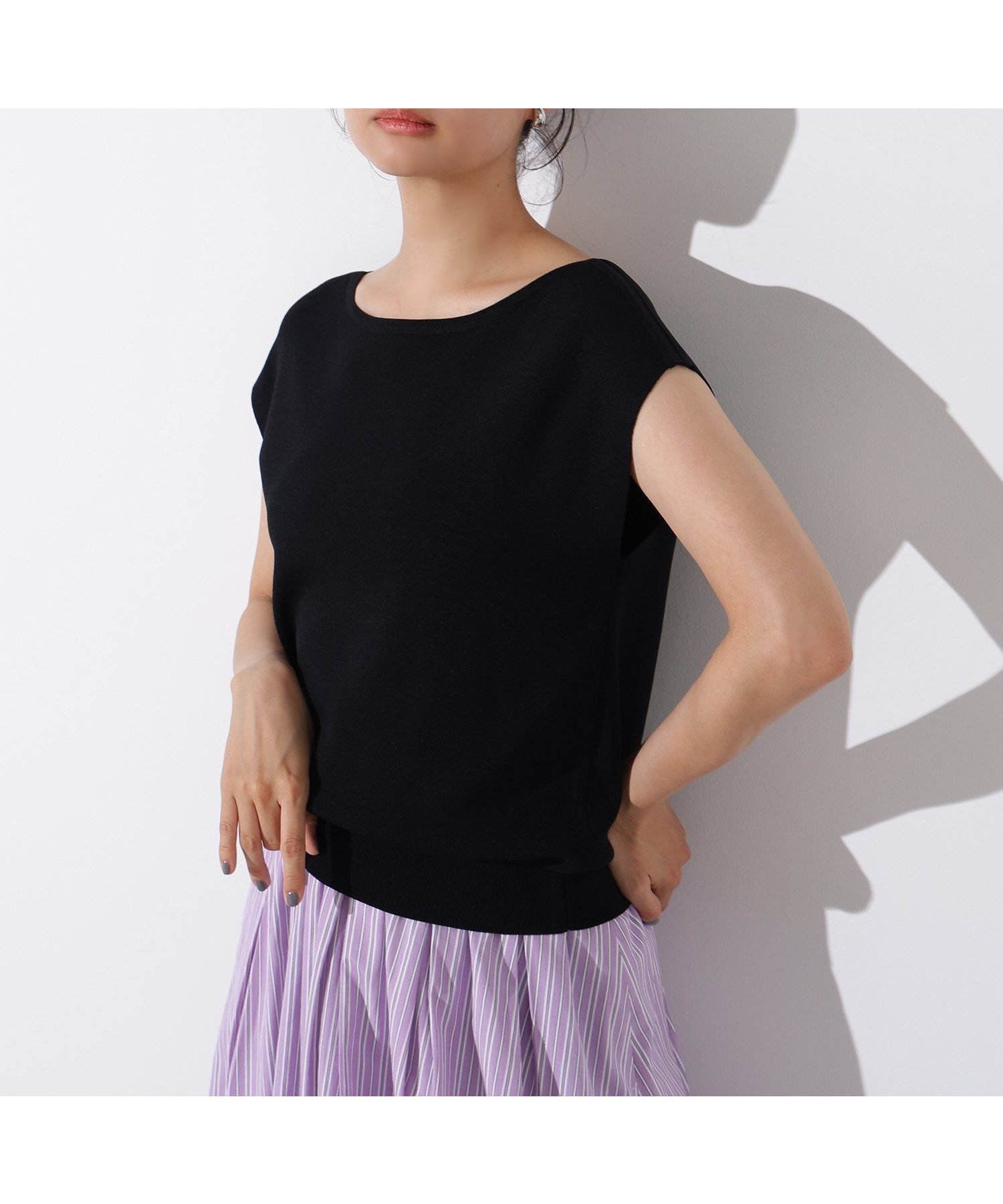 【エヌ ナチュラルビューティーベーシック/N.Natural Beauty basic】の総針ボートネックフレンチニット インテリア・キッズ・メンズ・レディースファッション・服の通販 founy(ファニー) 　ファッション　Fashion　レディースファッション　WOMEN　トップス・カットソー　Tops/Tshirt　ニット　Knit Tops　スリーブ　Sleeve　フレンチ　French　モックネック　Mock Neck　定番　Standard　ブラック|ID: prp329100004569858 ipo3291000000032332906