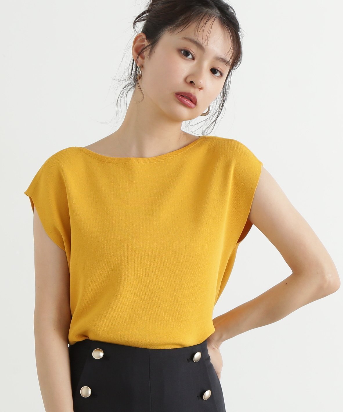 【エヌ ナチュラルビューティーベーシック/N.Natural Beauty basic】の総針ボートネックフレンチニット インテリア・キッズ・メンズ・レディースファッション・服の通販 founy(ファニー) 　ファッション　Fashion　レディースファッション　WOMEN　トップス・カットソー　Tops/Tshirt　ニット　Knit Tops　スリーブ　Sleeve　フレンチ　French　モックネック　Mock Neck　定番　Standard　イエロー|ID: prp329100004569858 ipo3291000000032332907