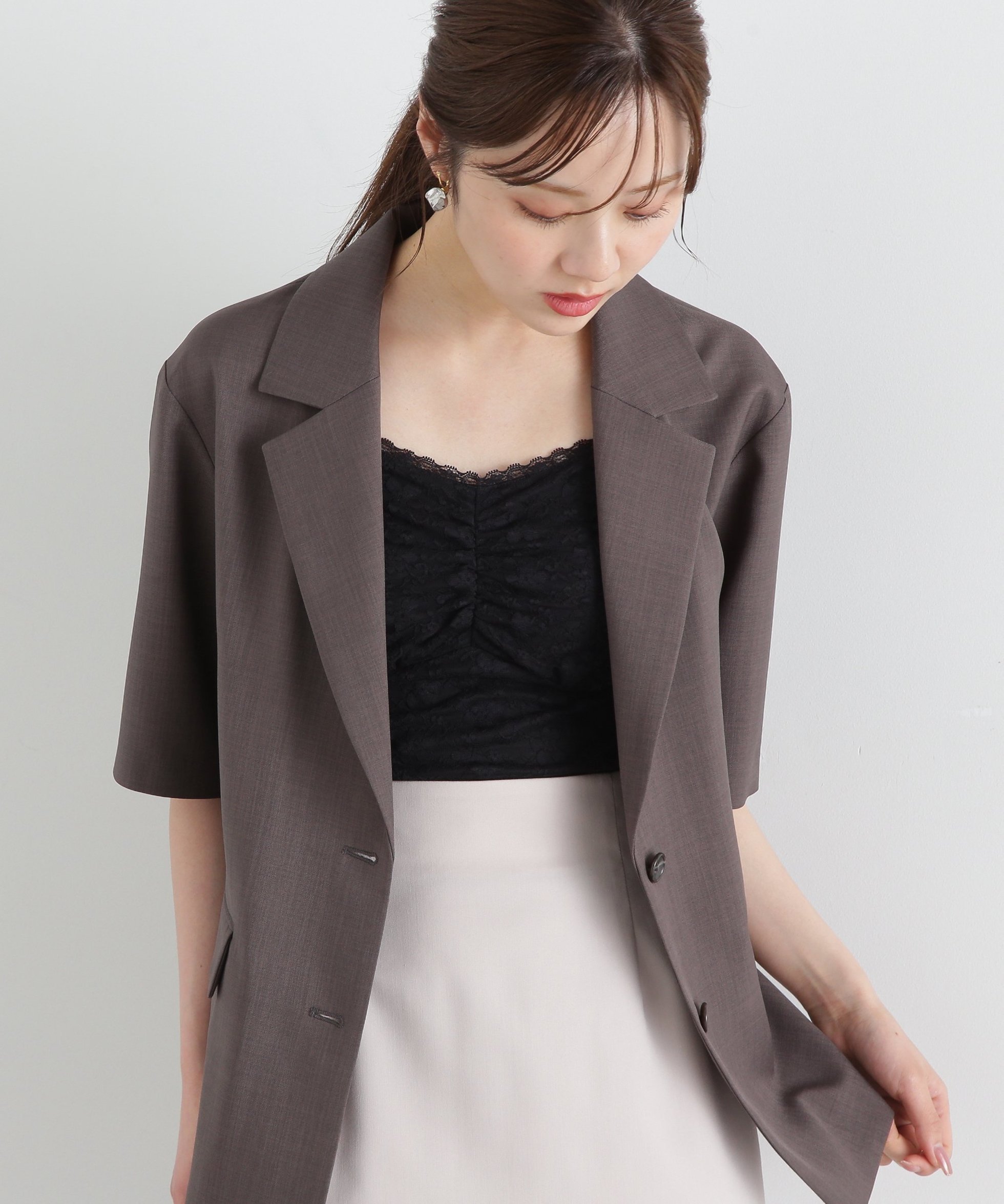 【プロポーション ボディドレッシング/PROPORTION BODY DRESSING】のレースカップ付キャミ インテリア・キッズ・メンズ・レディースファッション・服の通販 founy(ファニー) 　ファッション　Fashion　レディースファッション　WOMEN　トップス・カットソー　Tops/Tshirt　キャミソール / ノースリーブ　No Sleeves　インナー　Inner　キャミ　Cami　ギャザー　Gather　ジャケット　Jacket　ストレッチ　Stretch　フロント　Front　レース　Race　ブラック|ID: prp329100004569860 ipo3291000000032332923