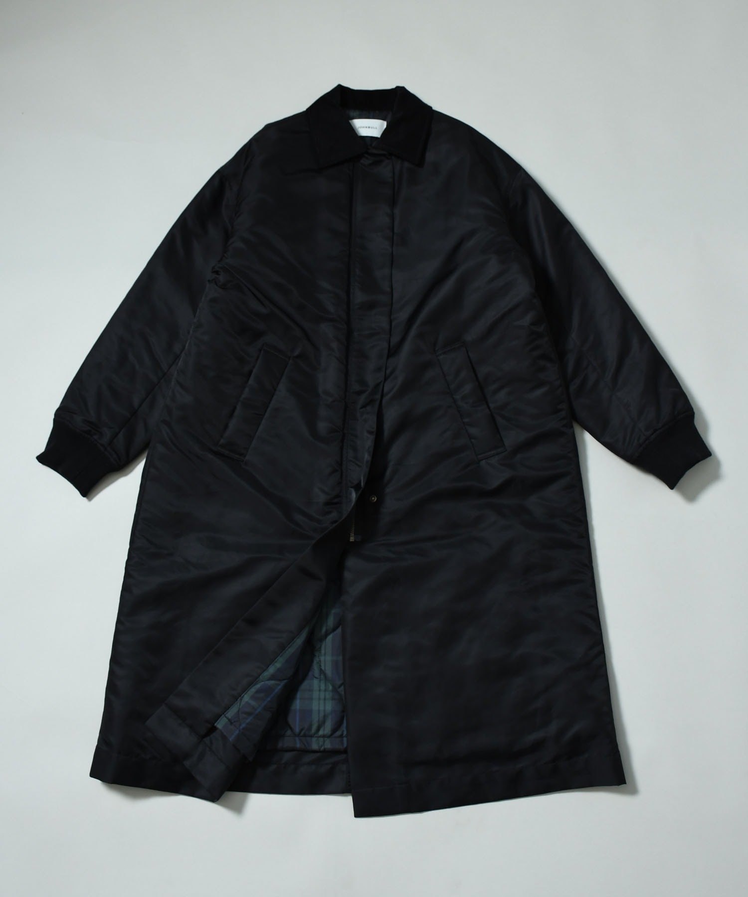 【ジョンブルプライベートラボ/Johnbull Private labo】のナイロンツイルロングMA-1 インテリア・キッズ・メンズ・レディースファッション・服の通販 founy(ファニー) 　ファッション　Fashion　レディースファッション　WOMEN　アウター　Coat Outerwear　MA-1　MA-1　アクリル　Acrylic　コーデュロイ　Corduroy　シンプル　Simple　タフタ　Taffeta　チェック　Check　ミリタリー　Military　ロング　Long　定番　Standard　ブラック|ID: prp329100004569879 ipo3291000000032333121