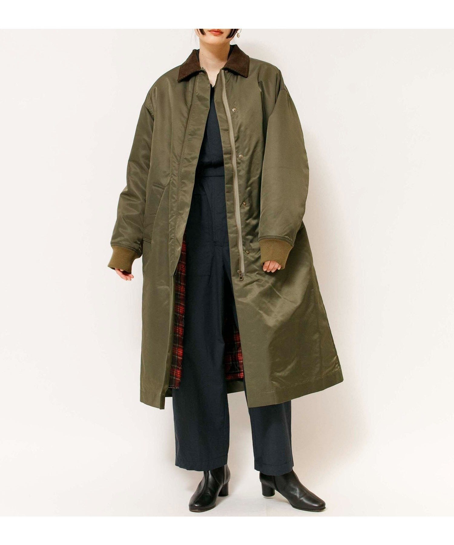 【ジョンブルプライベートラボ/Johnbull Private labo】のナイロンツイルロングMA-1 インテリア・キッズ・メンズ・レディースファッション・服の通販 founy(ファニー) 　ファッション　Fashion　レディースファッション　WOMEN　アウター　Coat Outerwear　MA-1　MA-1　アクリル　Acrylic　コーデュロイ　Corduroy　シンプル　Simple　タフタ　Taffeta　チェック　Check　ミリタリー　Military　ロング　Long　定番　Standard　オリーブ|ID: prp329100004569879 ipo3291000000032333122