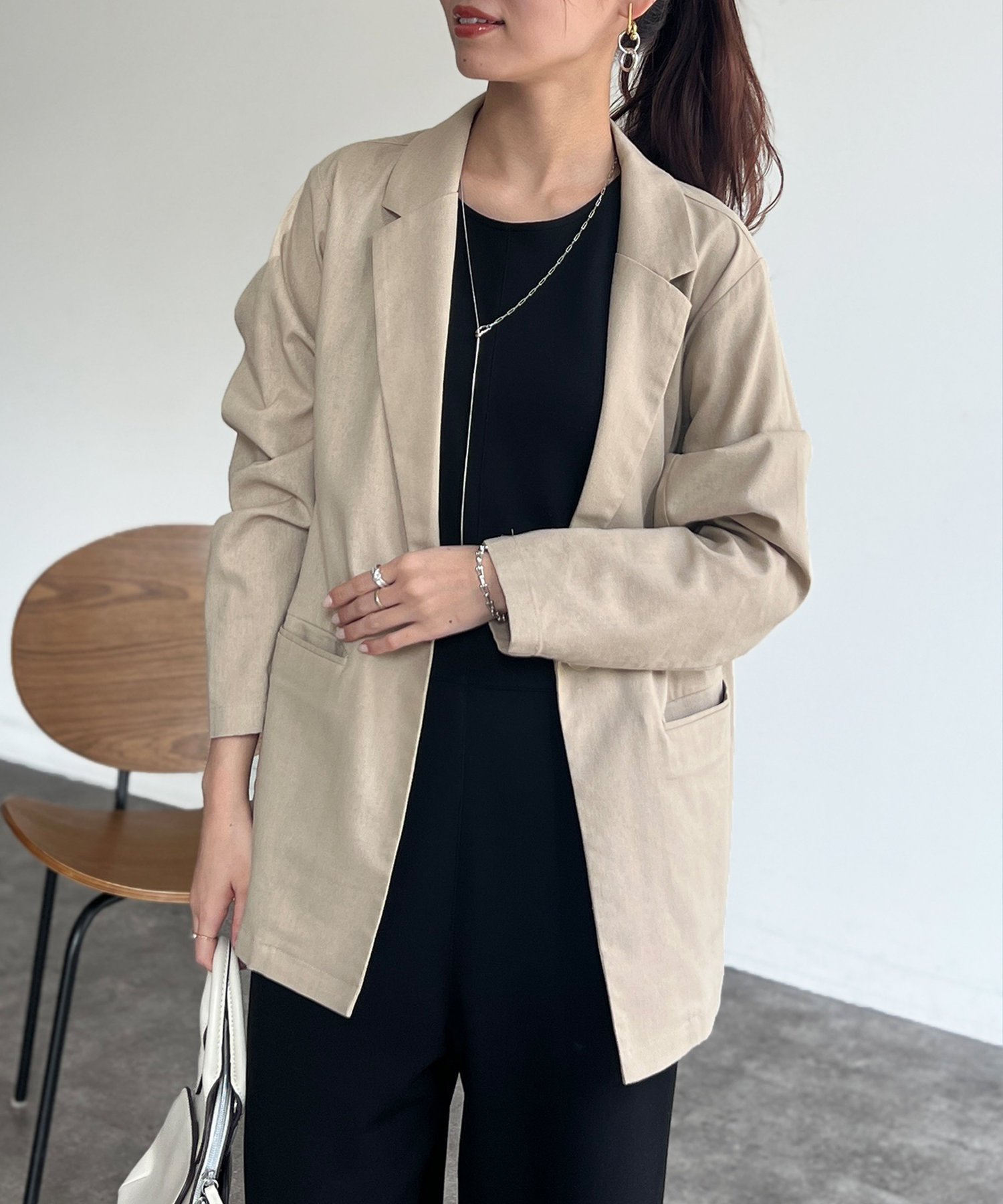 【シェトワ/Chez toi】のリネンテーラードジャケット インテリア・キッズ・メンズ・レディースファッション・服の通販 founy(ファニー) 　ファッション　Fashion　レディースファッション　WOMEN　アウター　Coat Outerwear　ジャケット　Jackets　テーラードジャケット　Tailored Jackets　インナー　Inner　シンプル　Simple　デニム　Denim　フェミニン　Feminine　フリル　Frills　リネン　Linen　リラックス　Relax　ロング　Long　ワイド　Wide　プチプライス・低価格　Affordable　おすすめ　Recommend　ベージュ|ID: prp329100004569897 ipo3291000000032333289