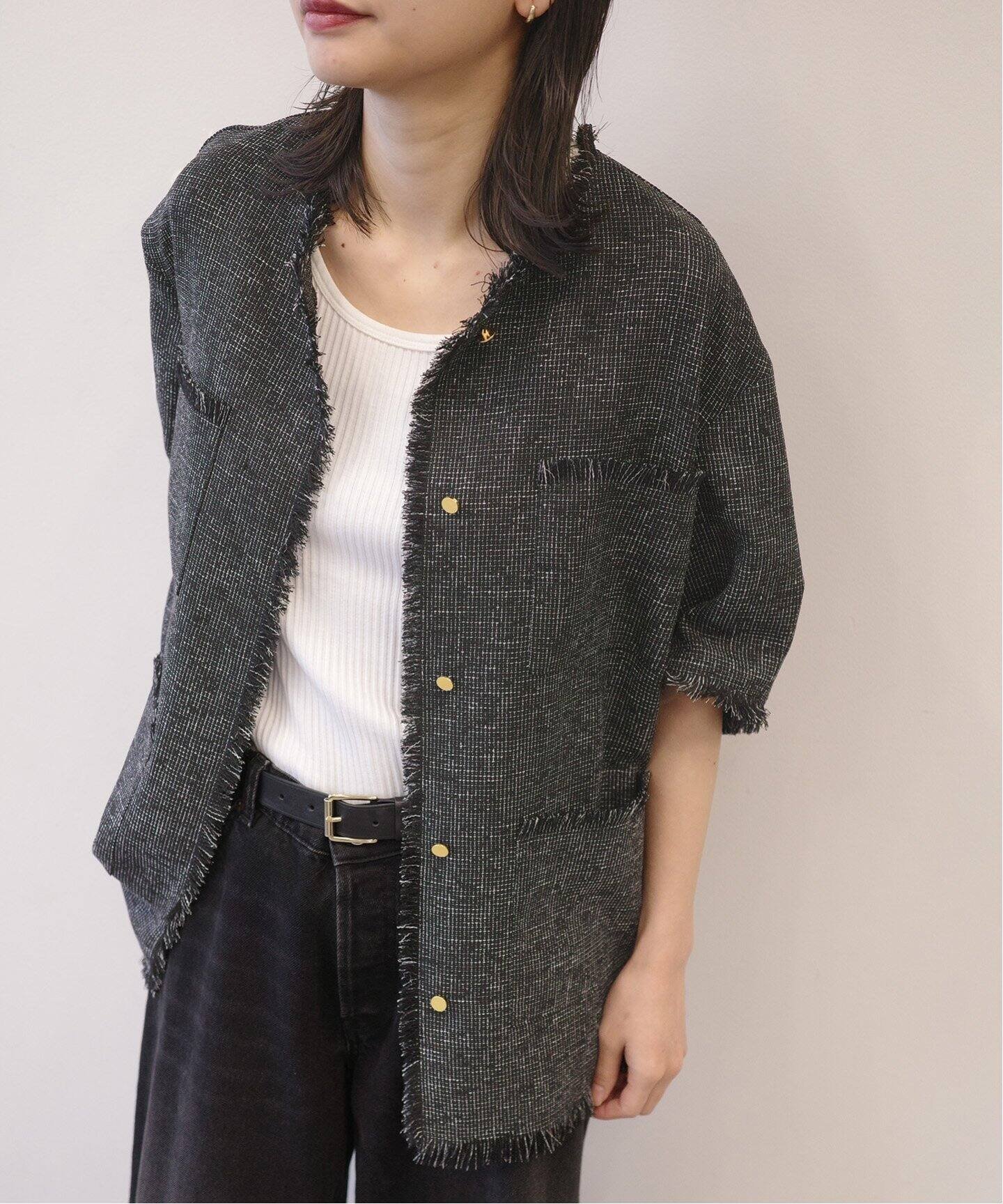 【ジャーナルスタンダード レサージュ/journal standard L'essage】の《追加》【SP】TWEEDショートスリーブジャケット インテリア・キッズ・メンズ・レディースファッション・服の通販 founy(ファニー) 　ファッション　Fashion　レディースファッション　WOMEN　アウター　Coat Outerwear　ジャケット　Jackets　2025年　2025　2025春夏・S/S　Ss,Spring/Summer,2025　ブラック|ID: prp329100004569926 ipo3291000000032333497