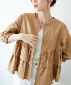 【ルクールブラン/le.coeur blanc】のコットン麻フリルティアードジャケット 人気、トレンドファッション・服の通販 founy(ファニー) ファッション Fashion レディースファッション WOMEN アウター Coat Outerwear ジャケット Jackets おすすめ Recommend キャミワンピース Cami Dress シンプル Simple ジャケット Jacket スラックス Slacks タイトスカート Tight Skirt デニム Denim フェミニン Feminine リラックス Relax |ID:prp329100004569964