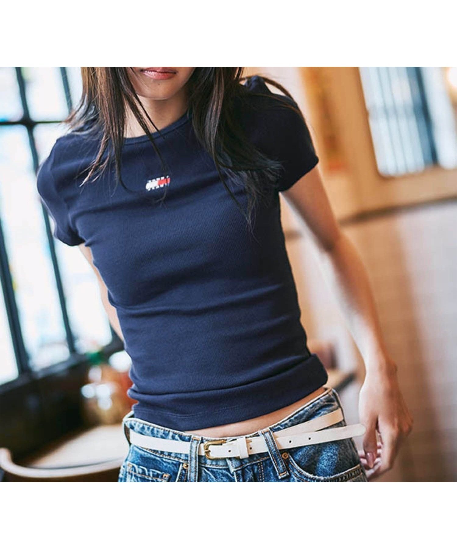 【トミーヒルフィガー/TOMMY HILFIGER】のスリムバッジリブTシャツ インテリア・キッズ・メンズ・レディースファッション・服の通販 founy(ファニー) 　ファッション　Fashion　レディースファッション　Fashion for Women　トップス・カットソー　Cut & Sew Tops　シャツ・ブラウス・オフィスカジュアル　Elegant Blouses & Button-Ups　ロングTシャツ・Tシャツ　Longline T-Shirts & Tees　アメリカン　American Style　インナー　Innerwear　クラシック　Classic, Timeless Style　ゴルフ　Golf　シンプル　Simple, Minimal　スリム　Slim, Slim Fit　デニム　Denim, Jeans Material　フィット　Fit, Slim Fit　フロント　Front, Front Design　モダン　Modern, Contemporary　人気　Popular, Best Seller　ネイビーC1G|ID: prp329100004569967 ipo3291000000033543957